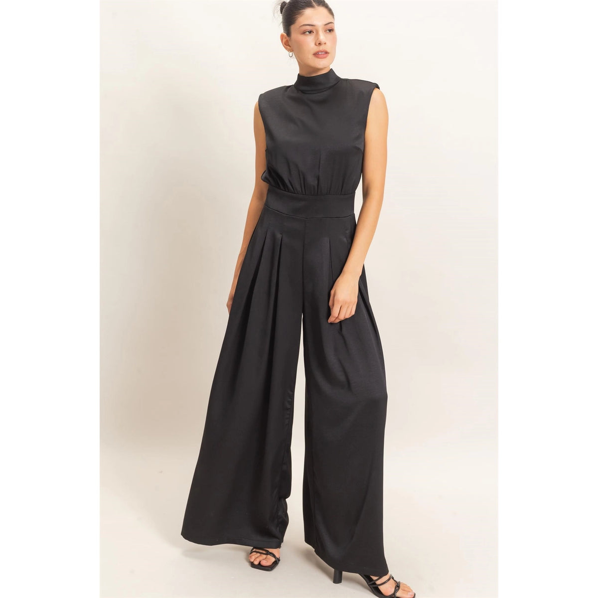 Black High Neck Silk Jumper