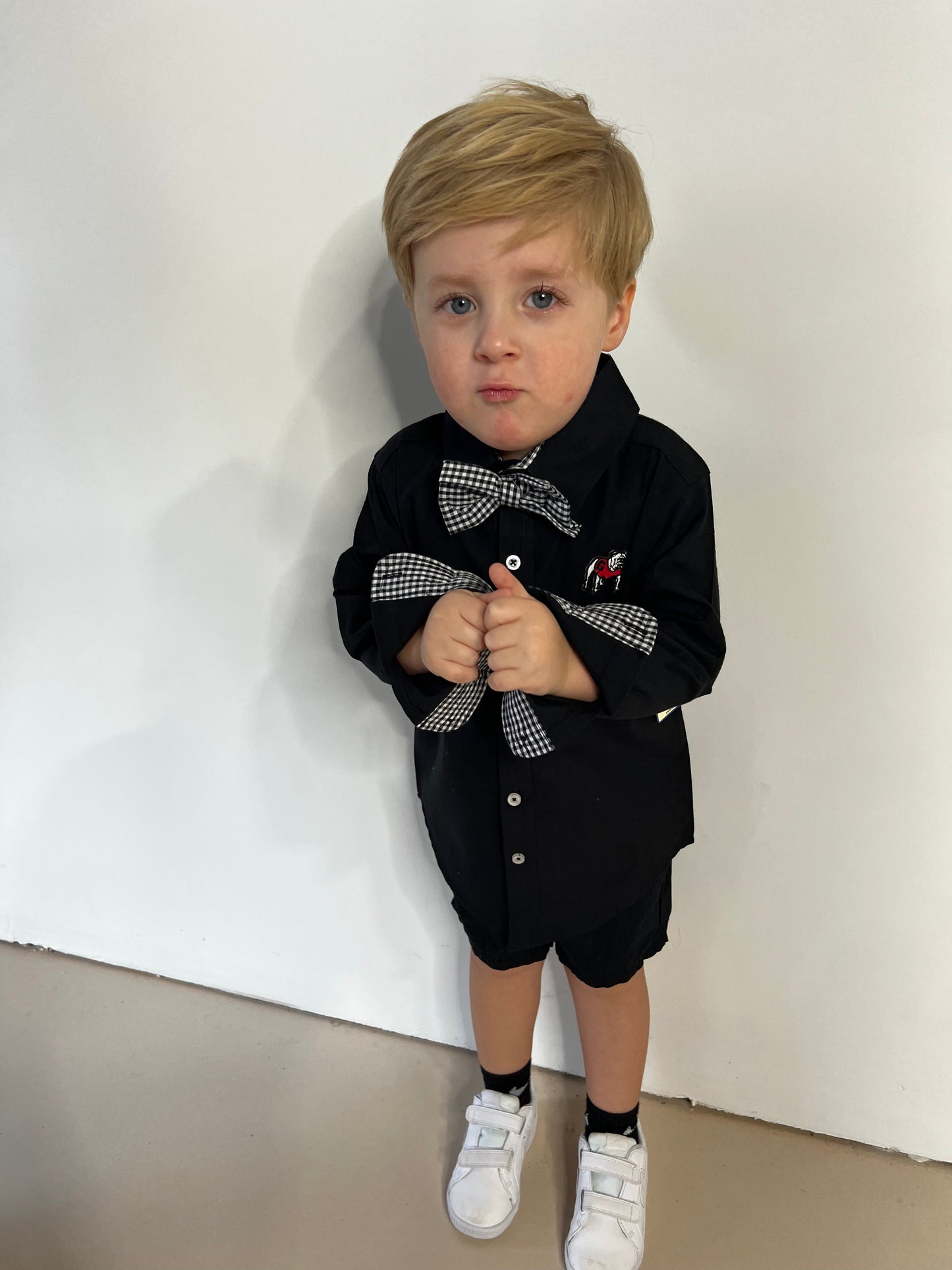 Kids GA Black Bowtie Button Up