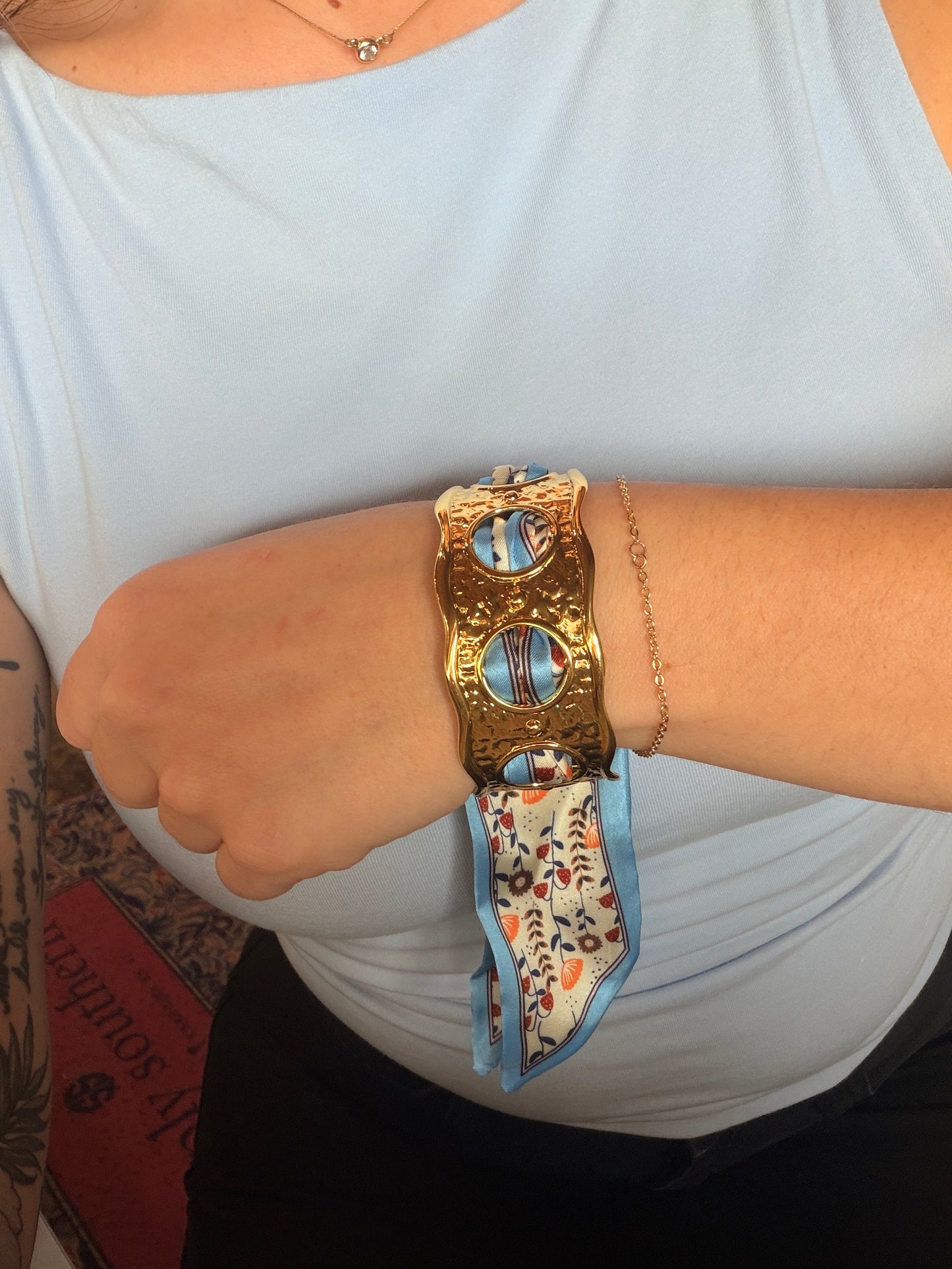 Blue Scarf Cuff