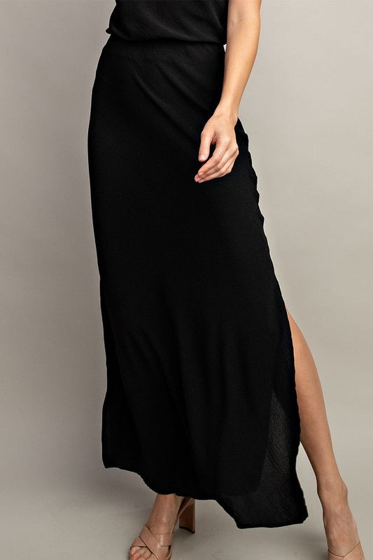 Black Silk Maxi Skirt