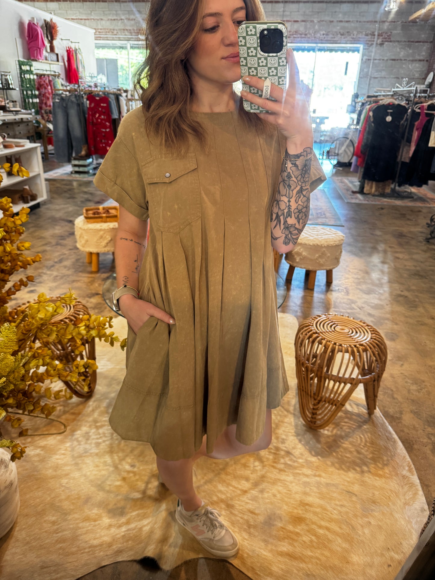 Coco Pleated Pocket Dress