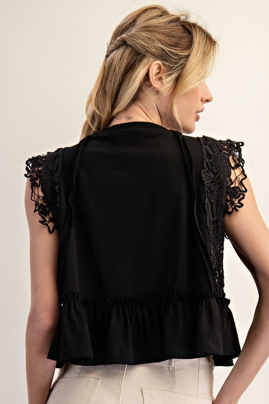 Black Side Lace Top