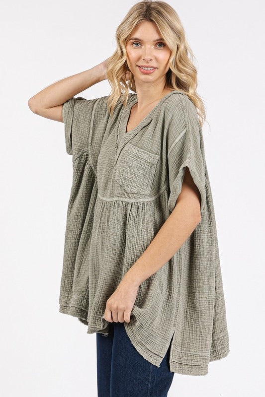 Olive Gauze Top