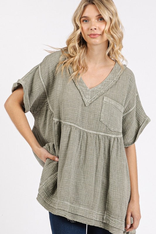 Olive Gauze Top