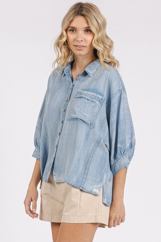 Washed Chambray Top