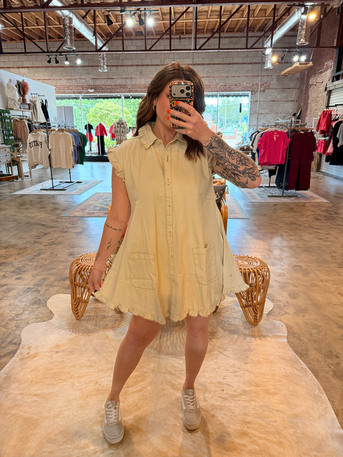 Natural Camel Denim Dress