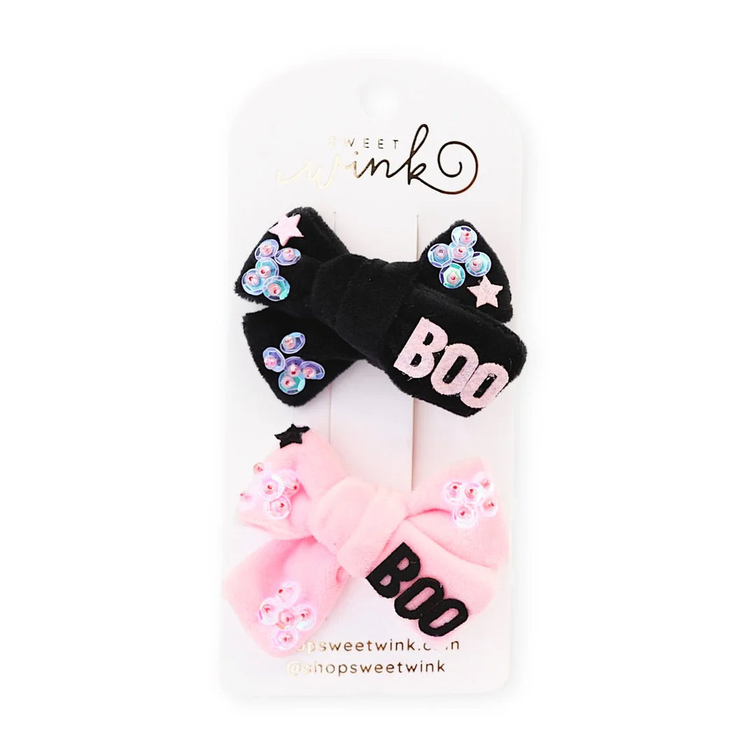 Boo Bow Clip Set
