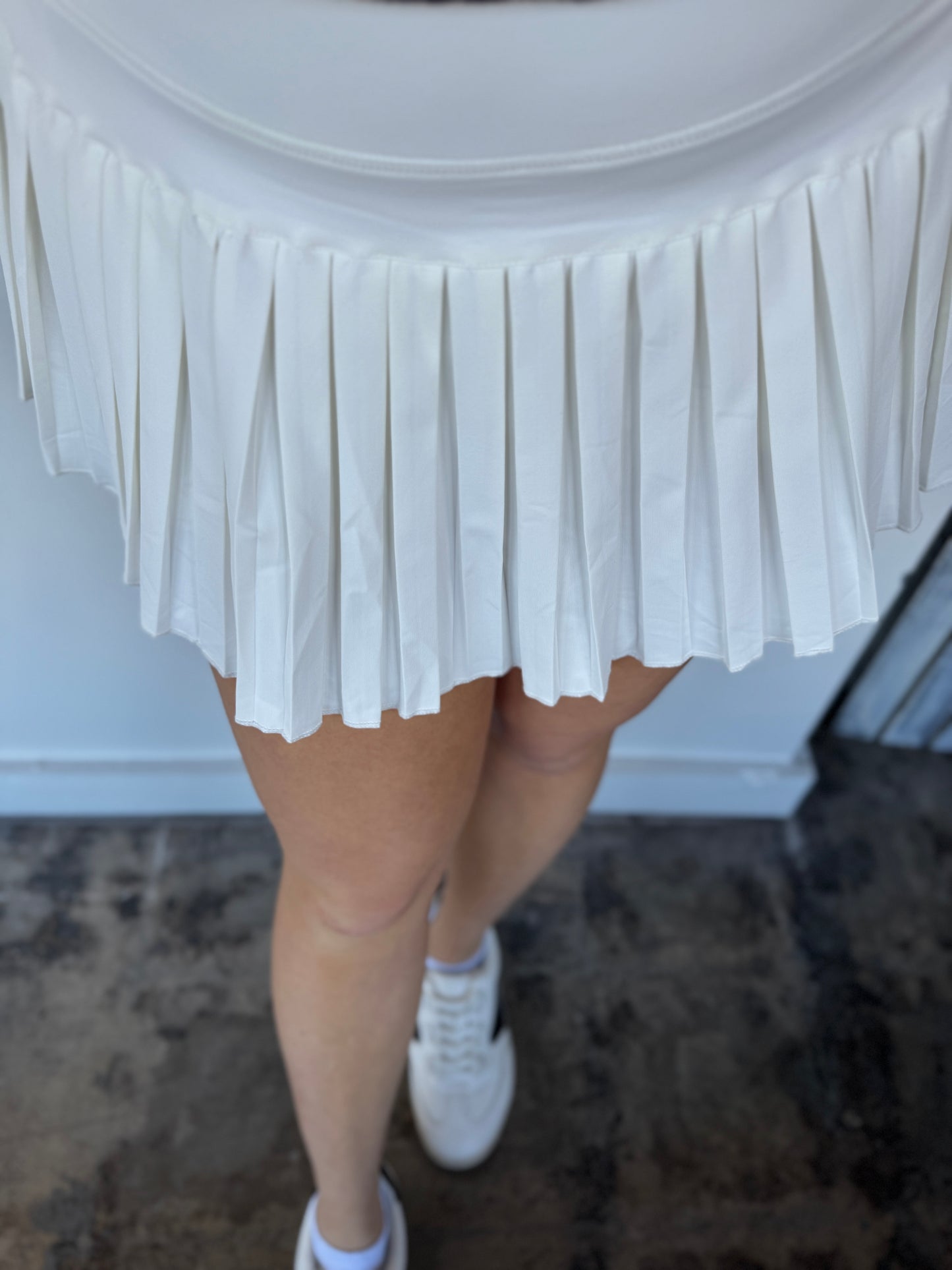 White Pleated Skort