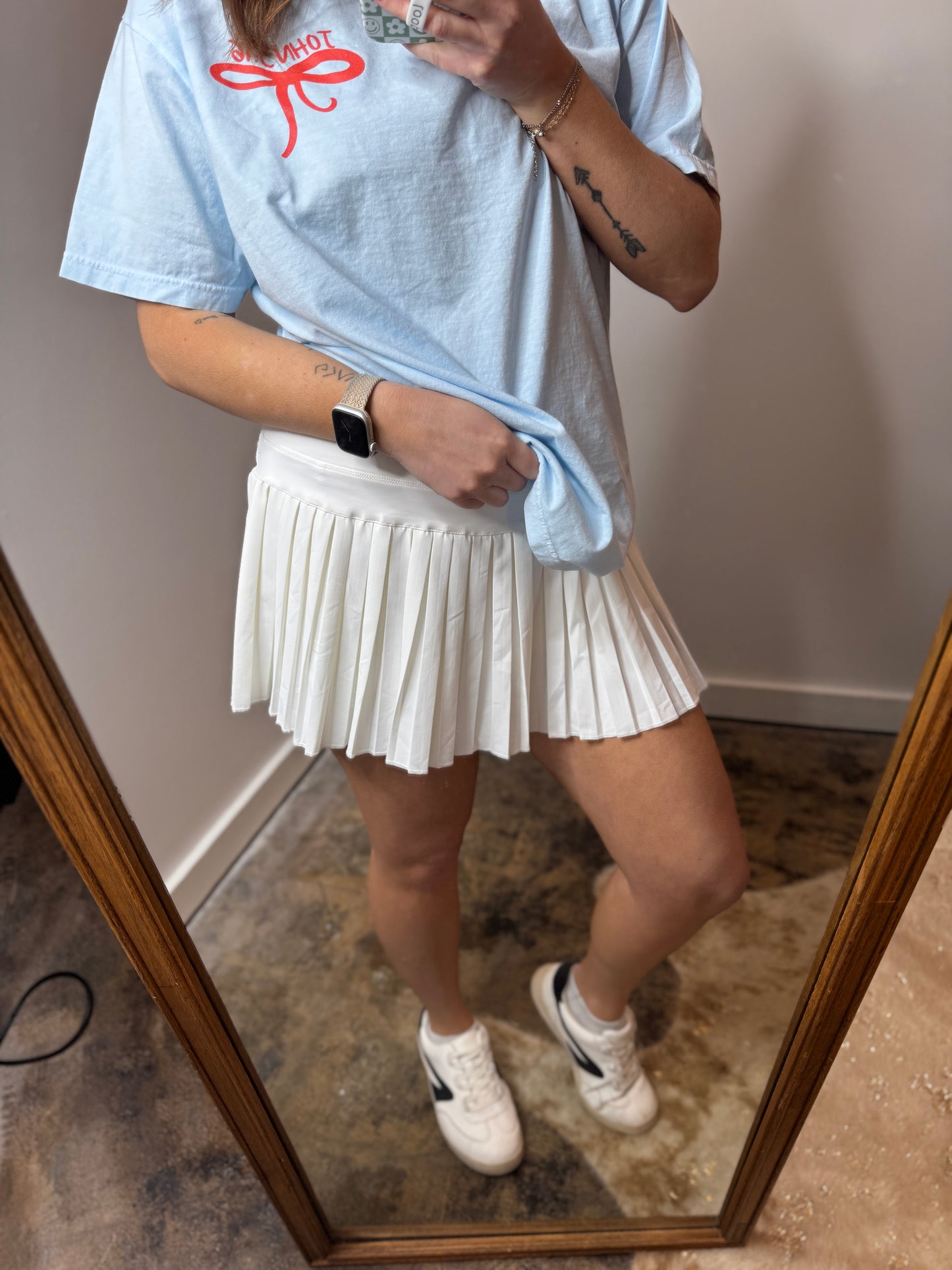 White Pleated Skort