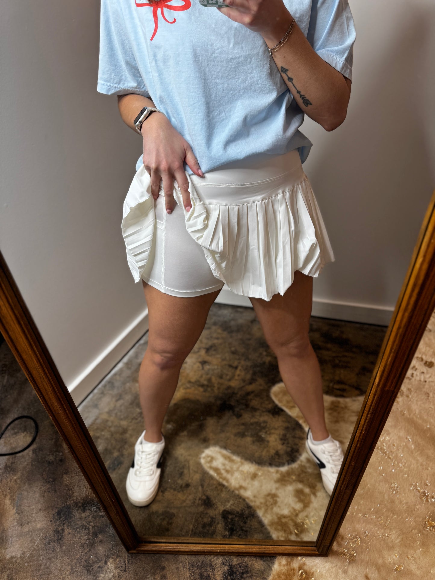 White Pleated Skort