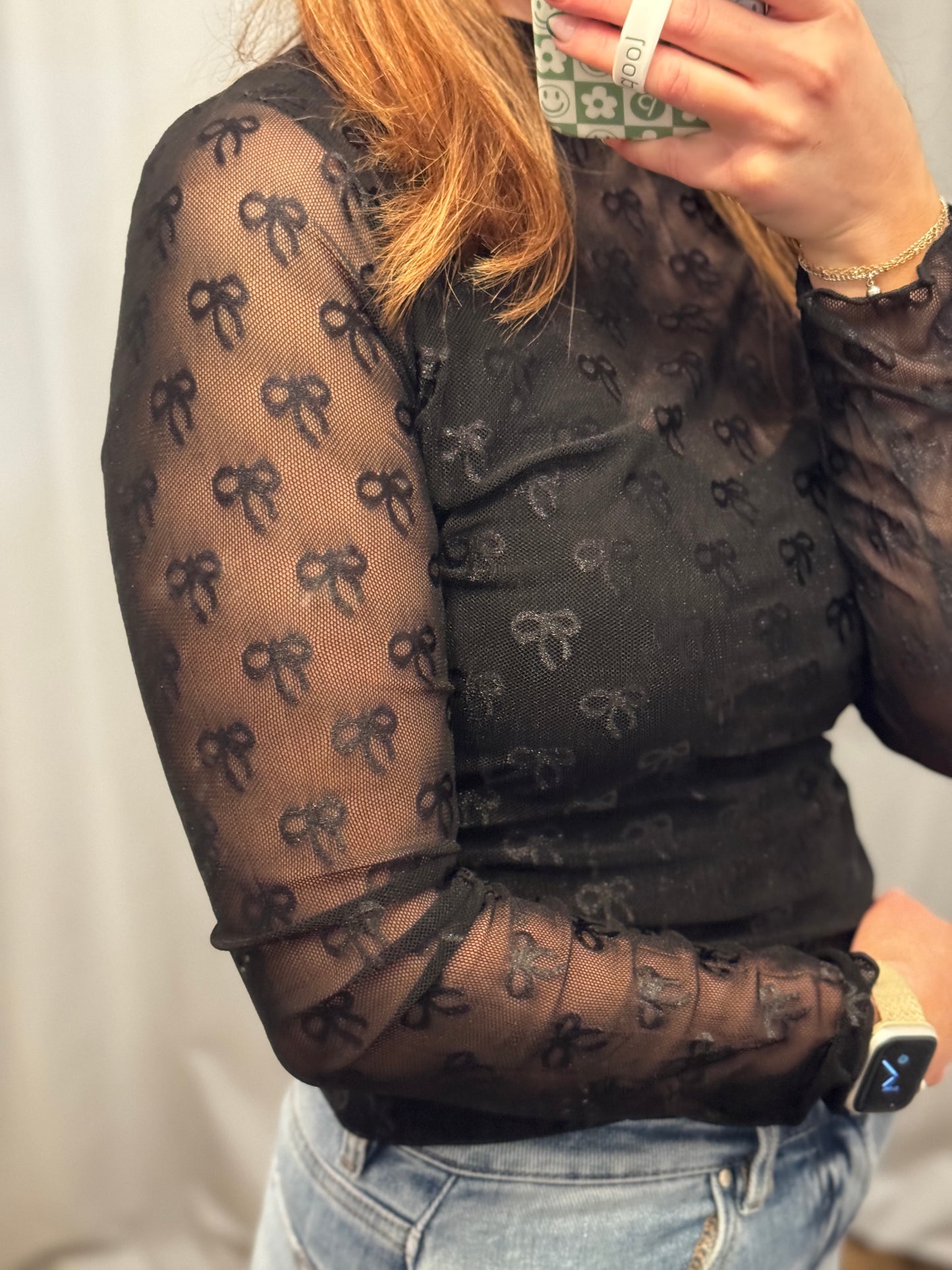 Bow Black Lace Top