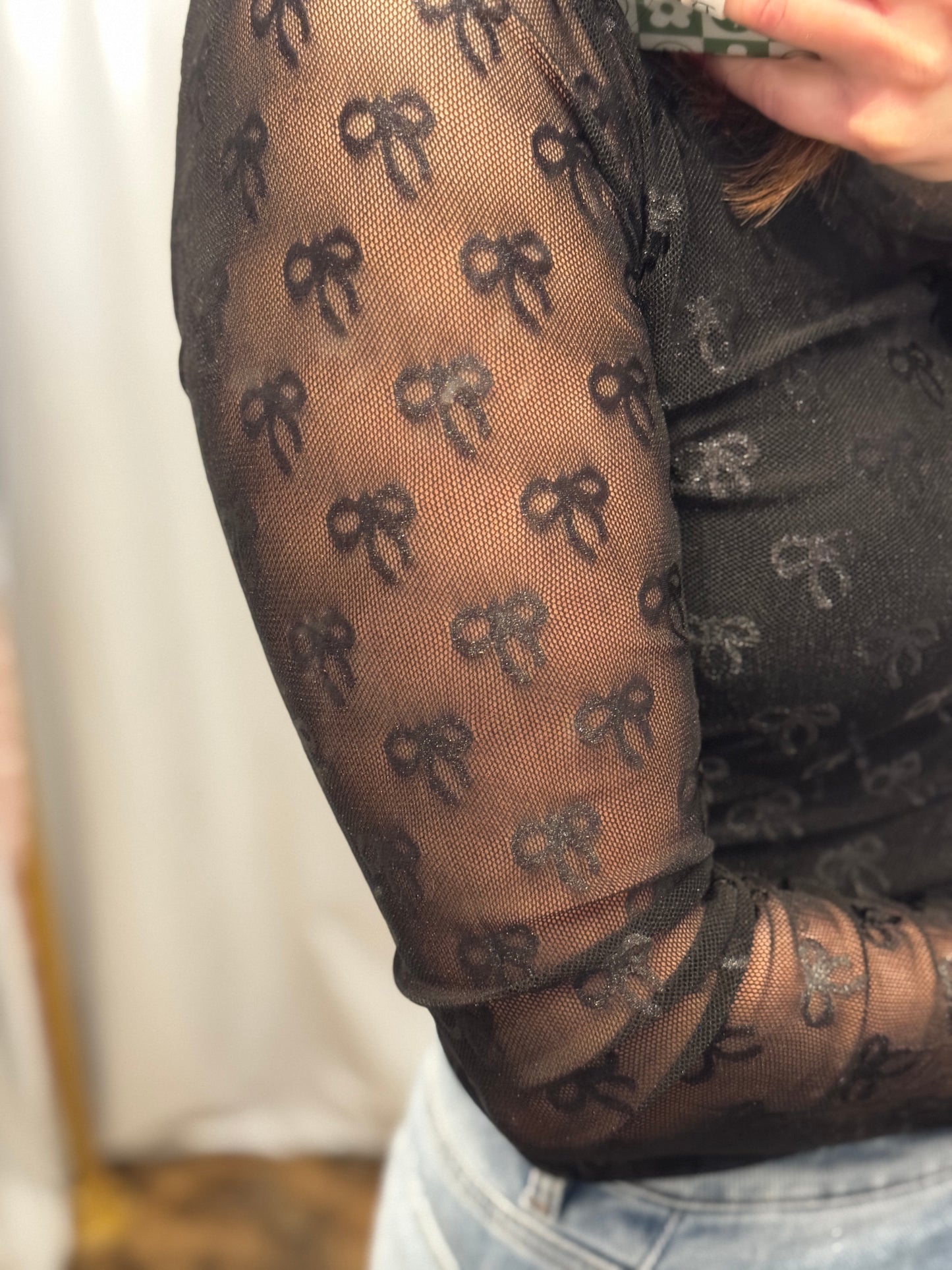 Bow Black Lace Top