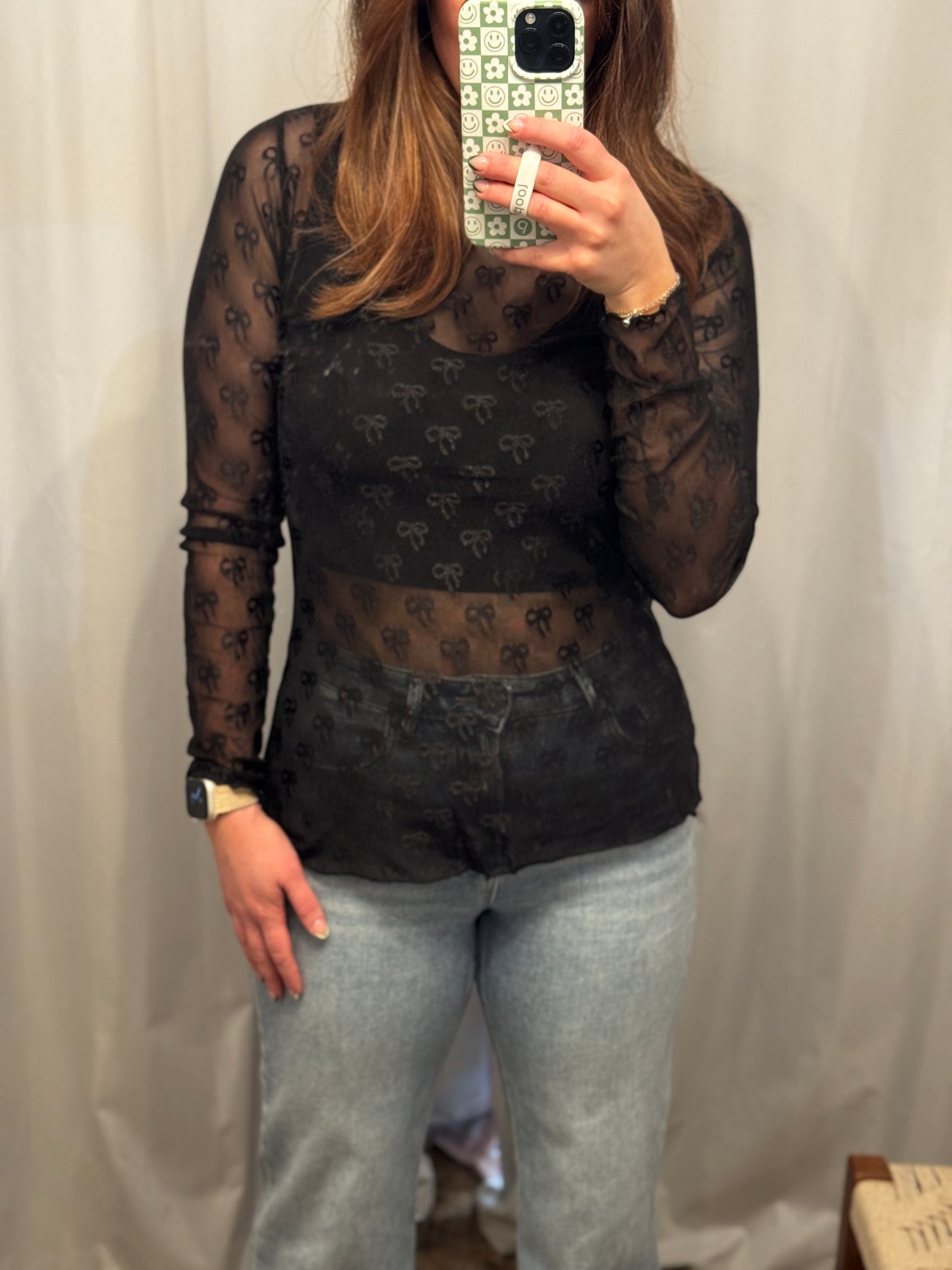 Bow Black Lace Top