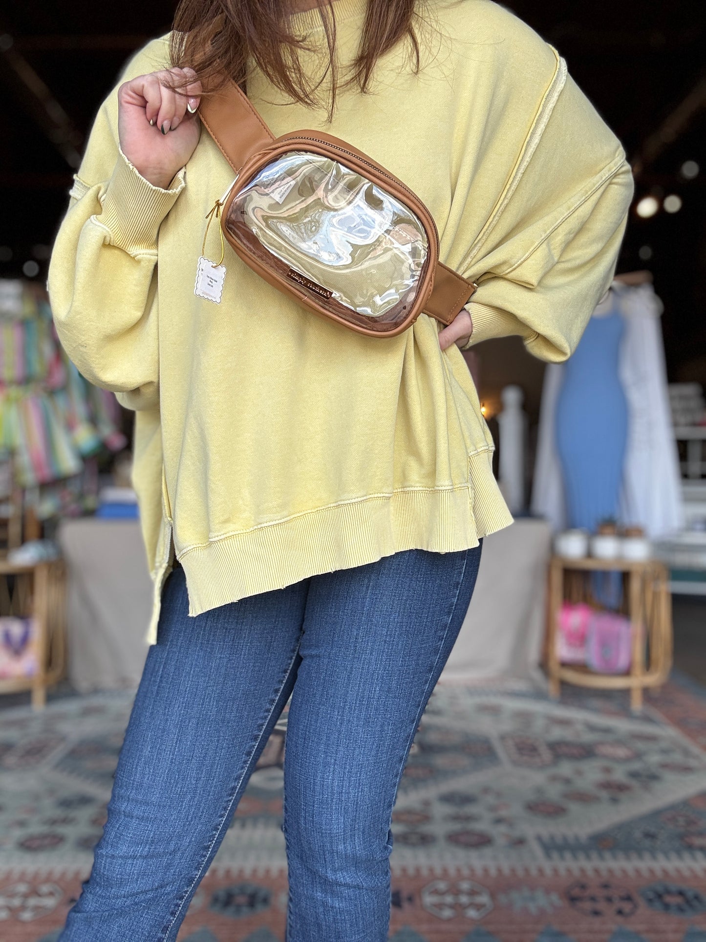 Tan Clear Belt Bag