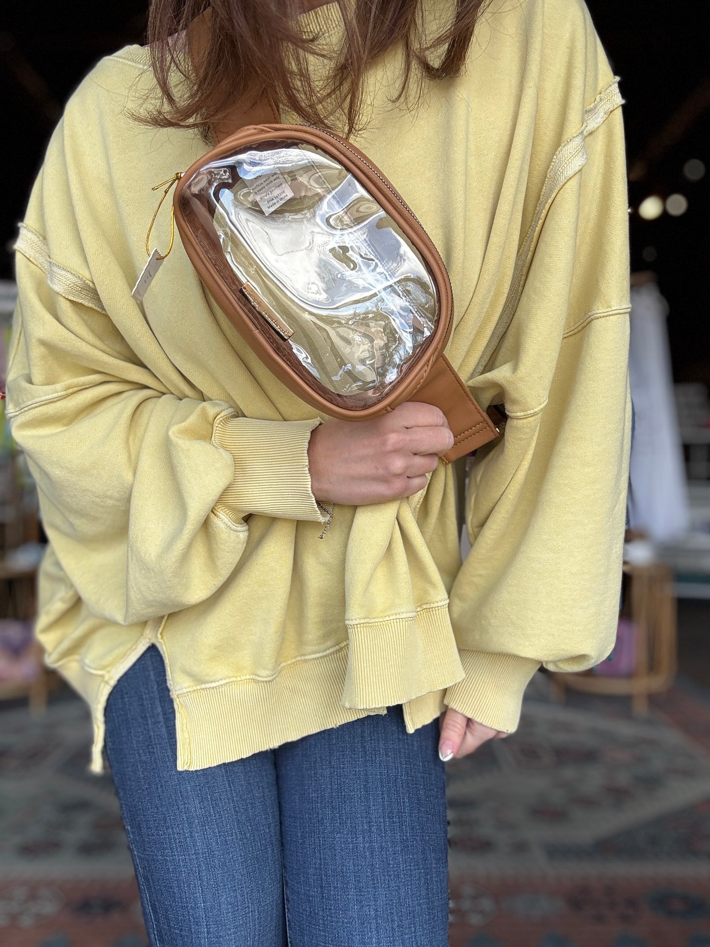 Tan Clear Belt Bag