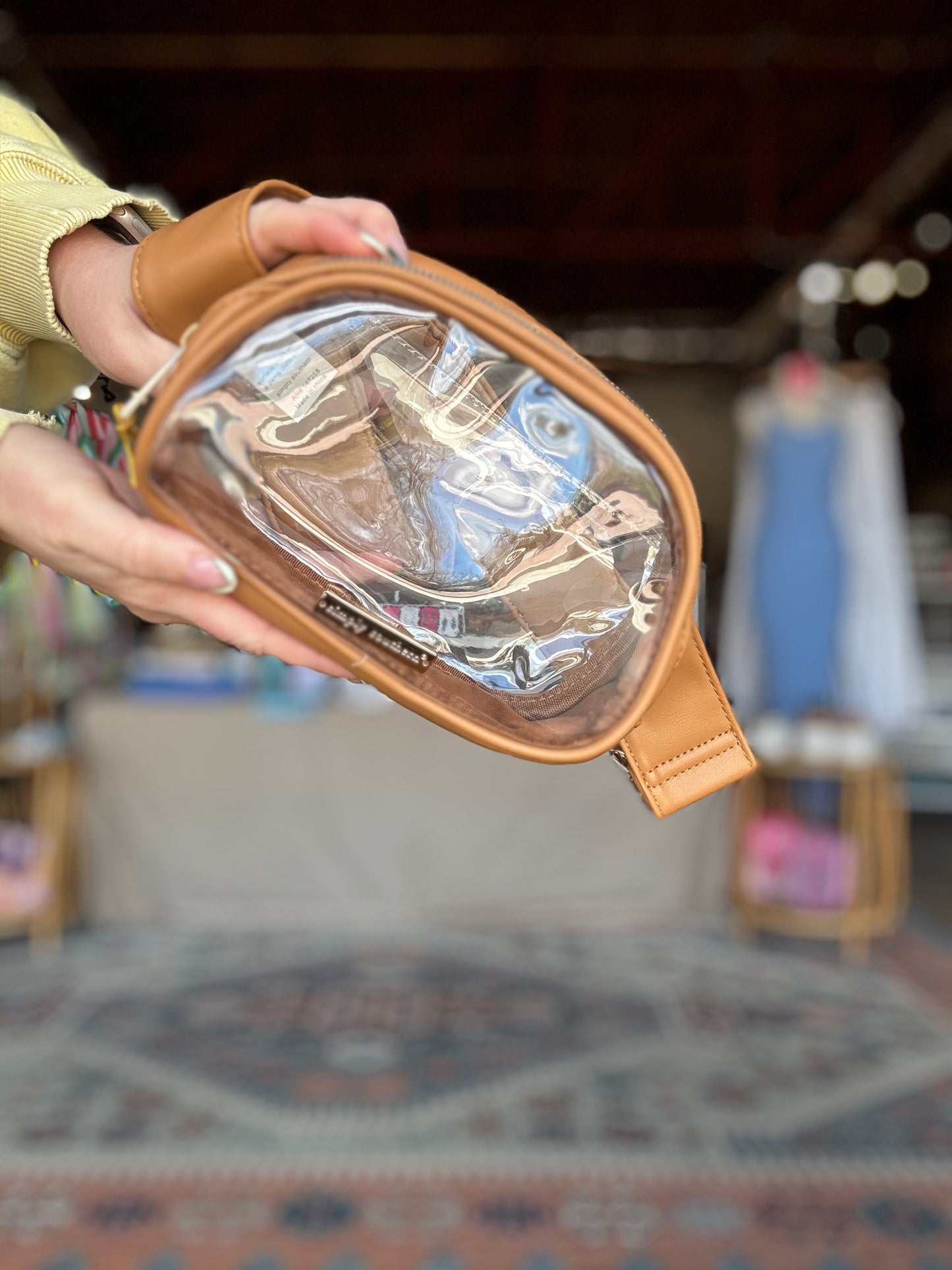Tan Clear Belt Bag