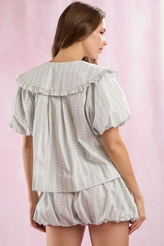 Poplin Bow Collar Top