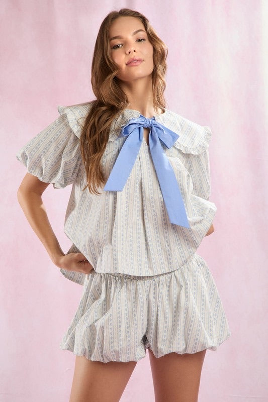 Poplin Bow Collar Top