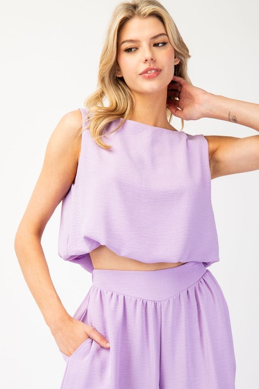 Lavender Sleeveless Flow Top