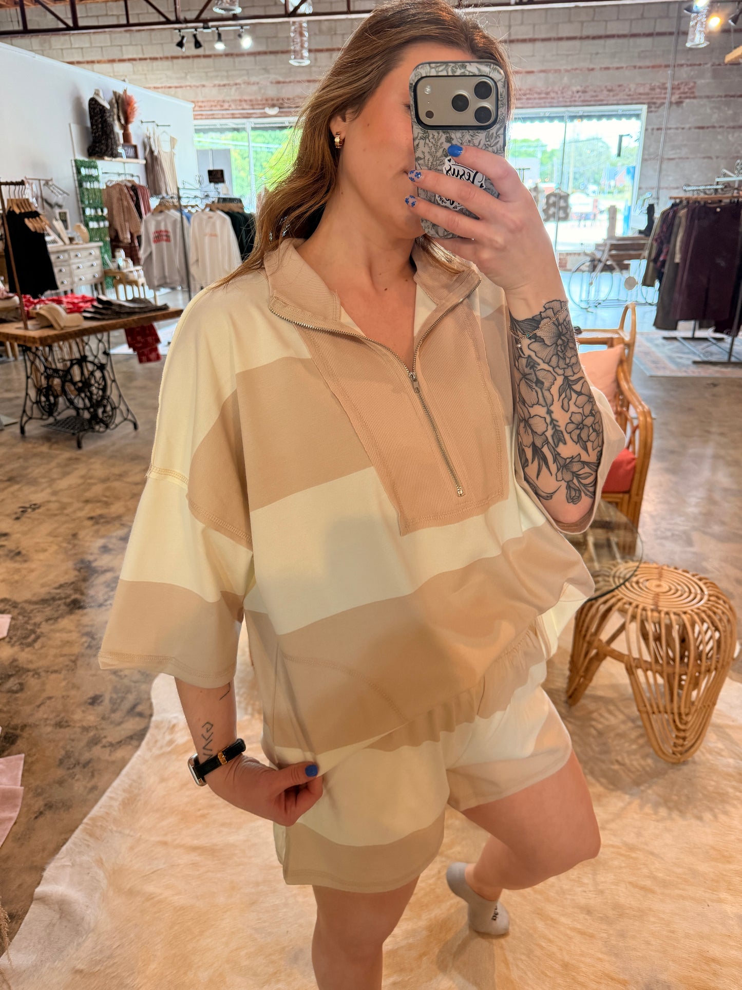 Comfy Stripe Half Zip