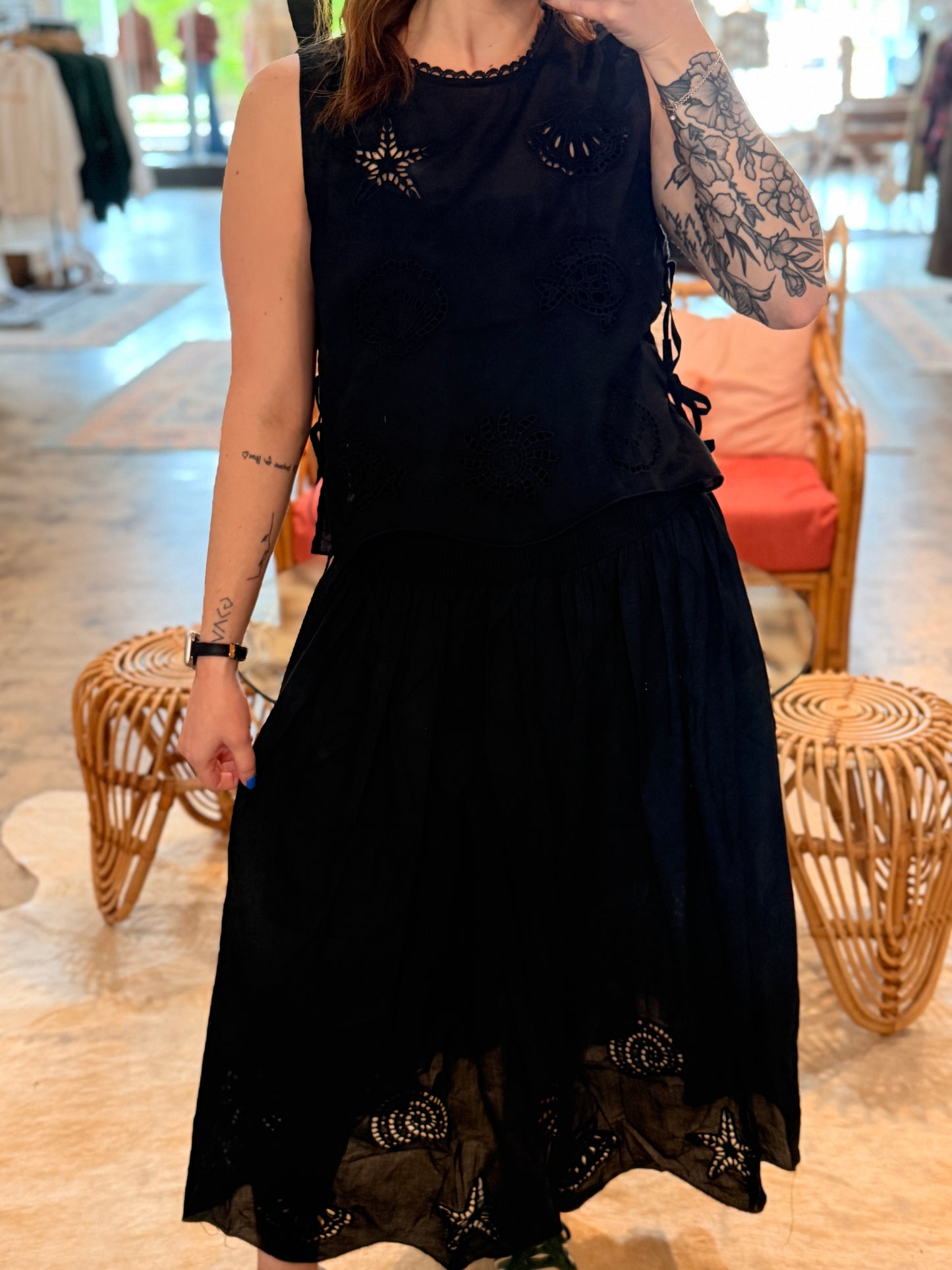 Shell Lace Maxi Skirt