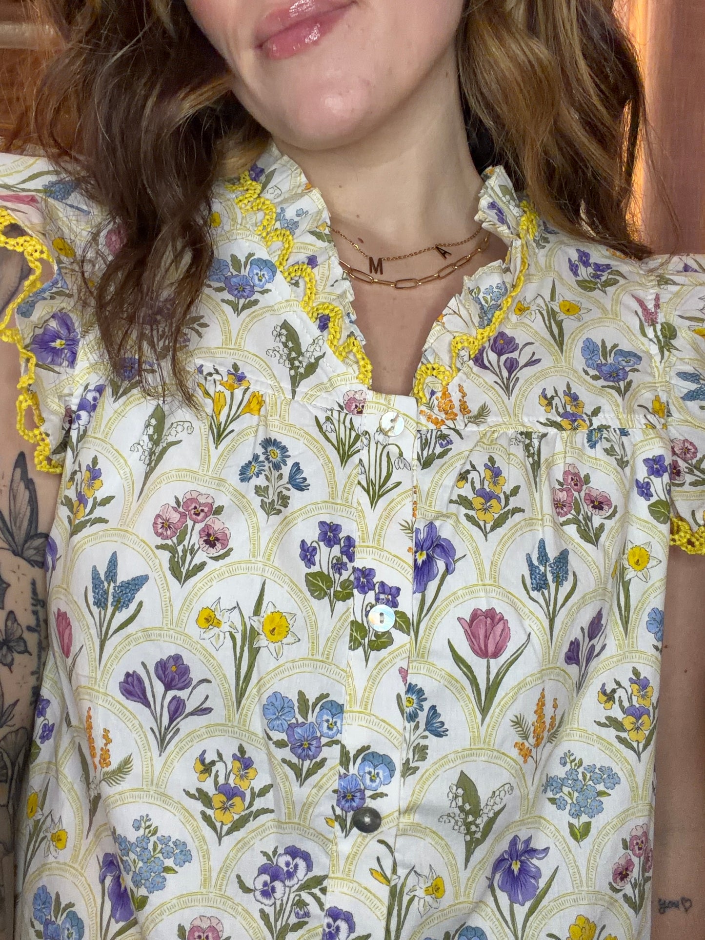 Scallop Trim Floral Top