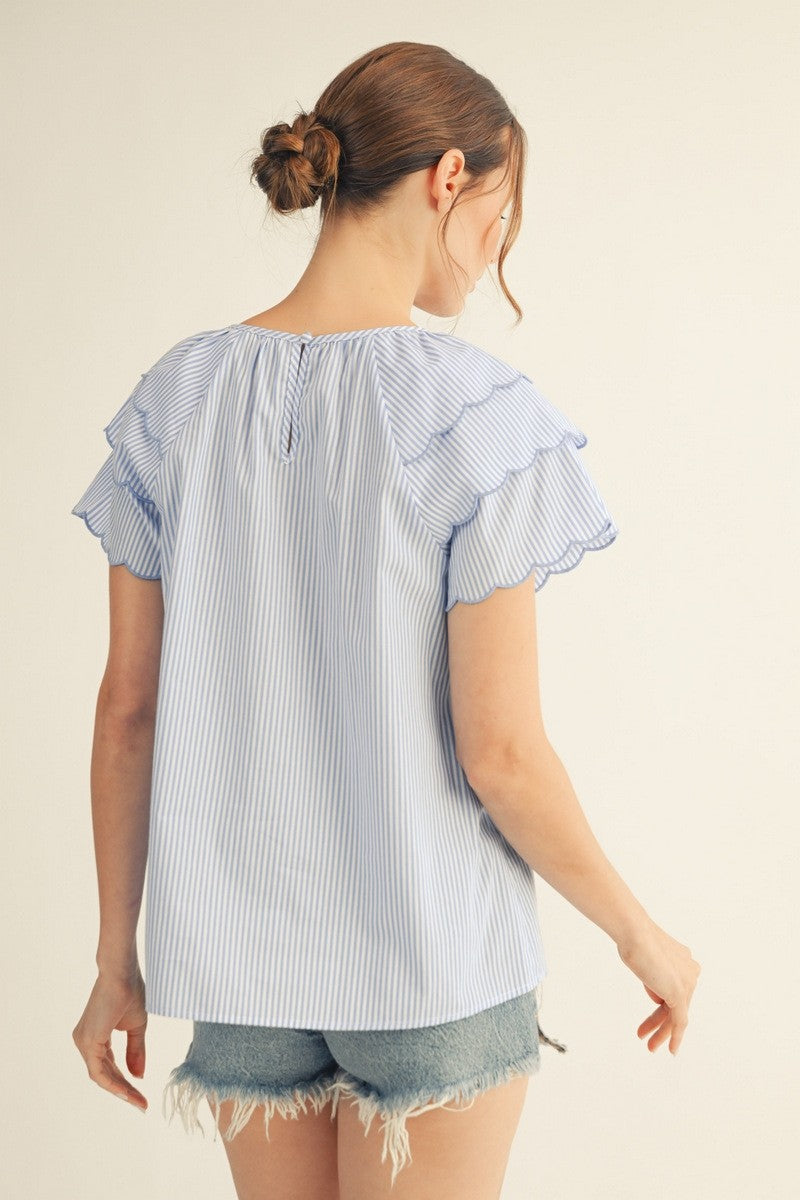 Tiered Sleeve Stripe Top