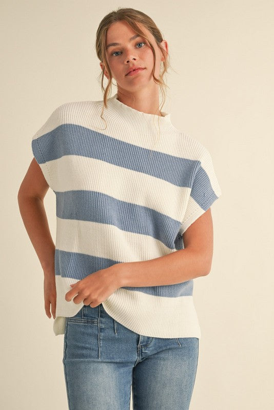 Denim Stripe Knit Top