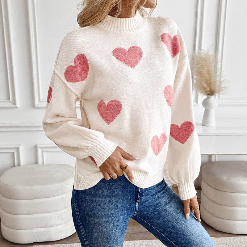 Pink Heart Knit Pullover