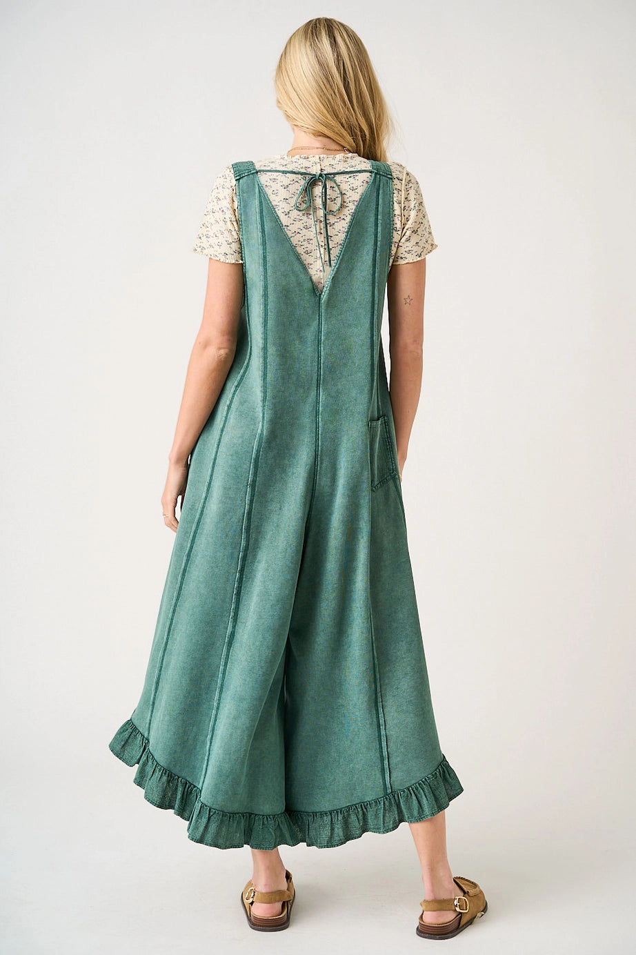 Forest Knit Ruffle Romper