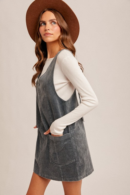 Snowfall Corduroy Overall Dress