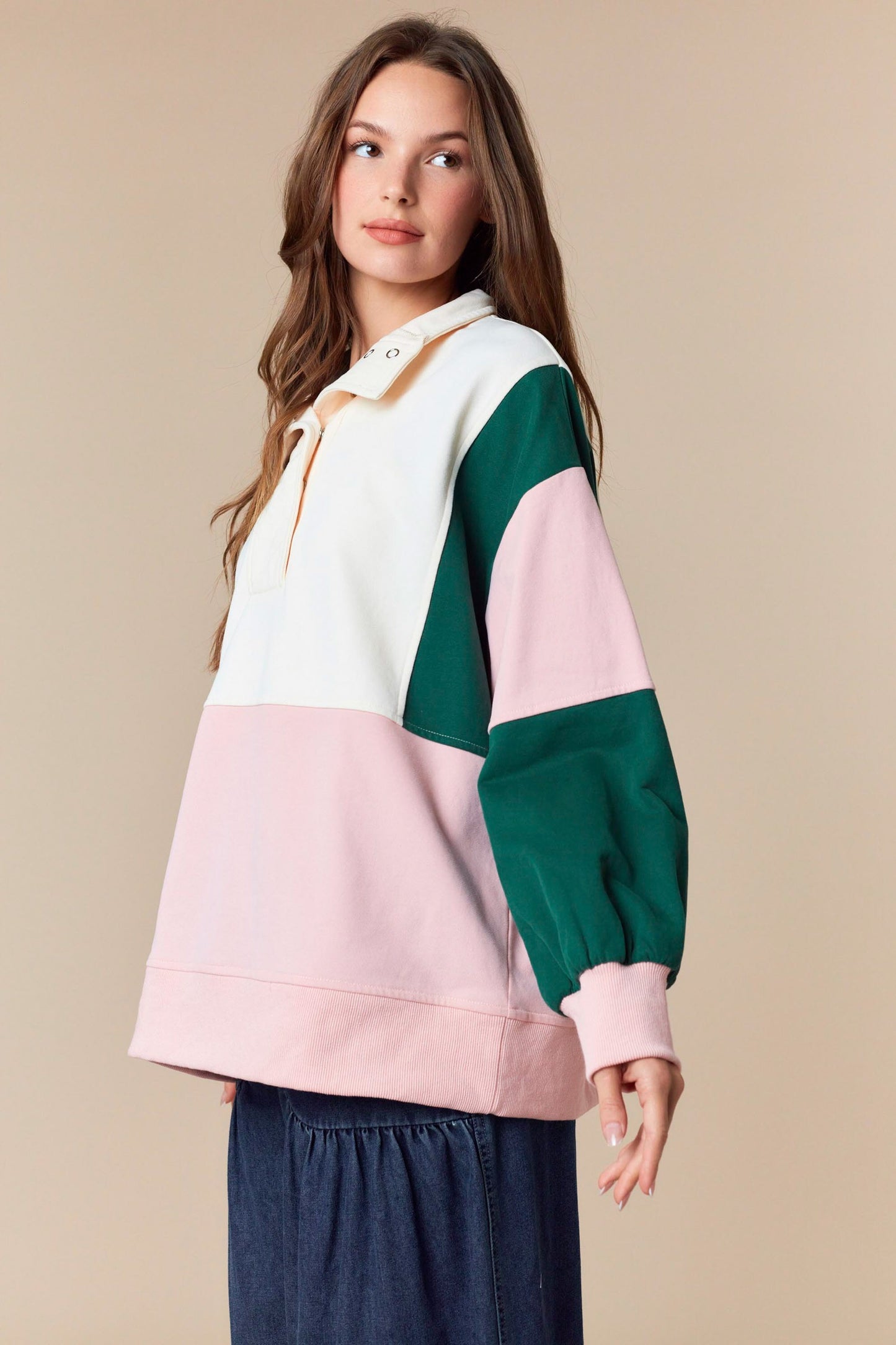 Pink/Green Pullover