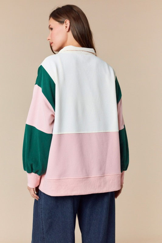 Pink/Green Pullover