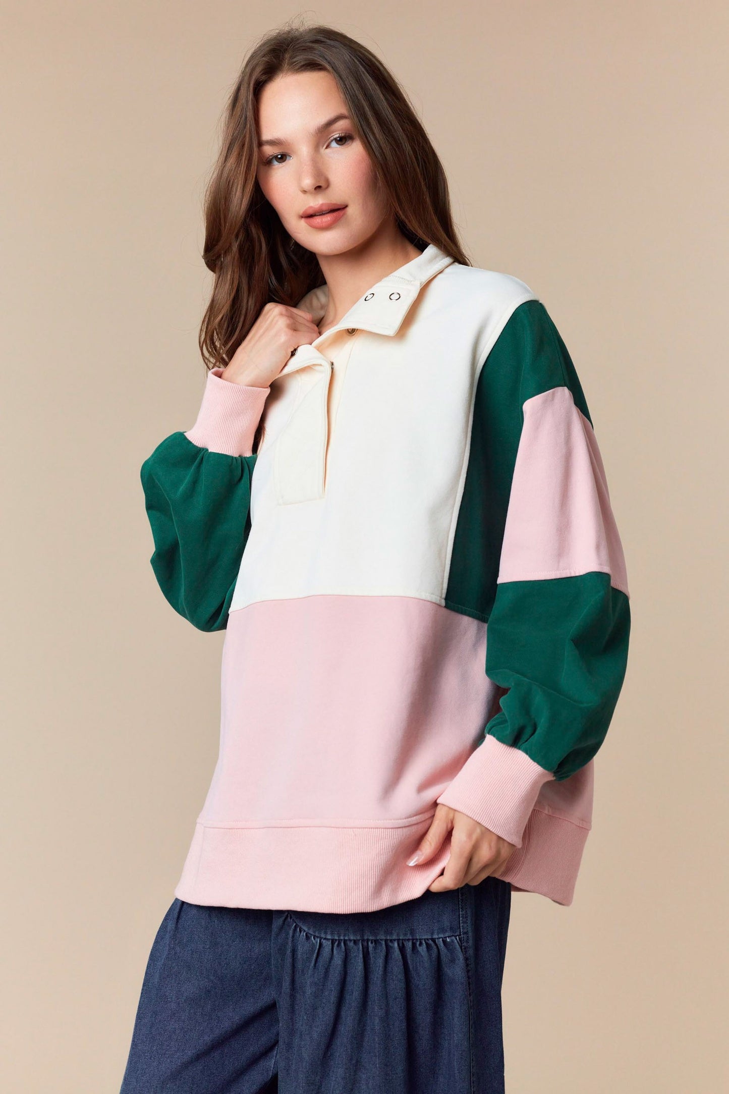 Pink/Green Pullover