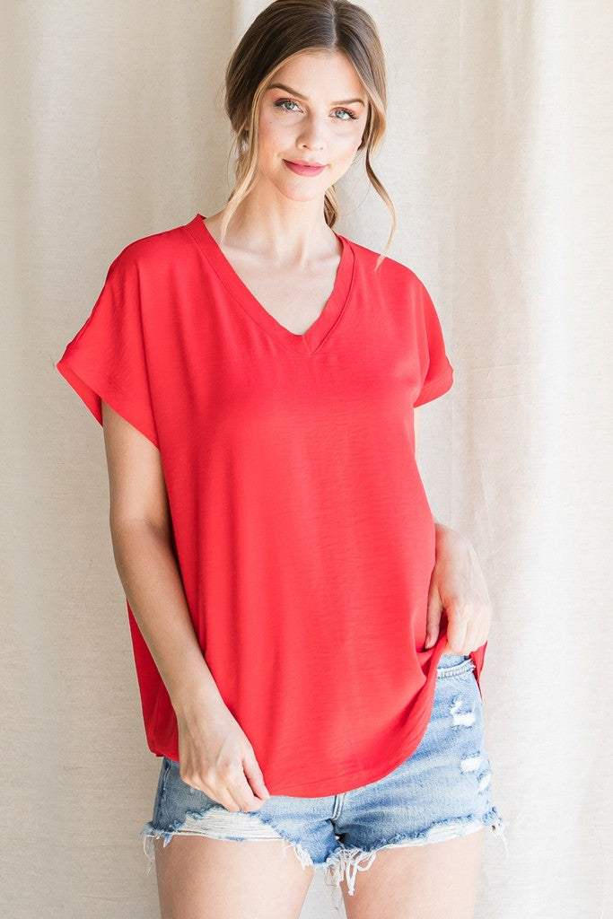 Solid Cap Sleeve Top