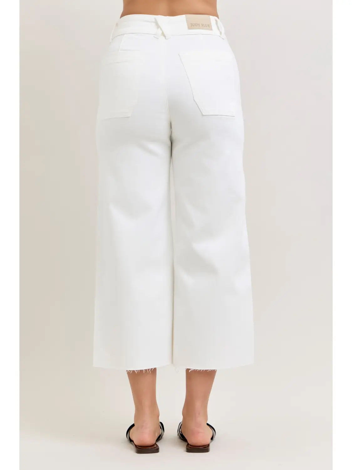 White Raw Hem Trouser Pant