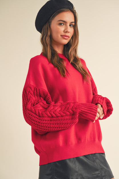 Red Cable Pullover