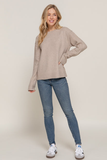 Khaki Raised Seam Sweater