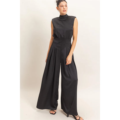 Black High Neck Silk Jumper