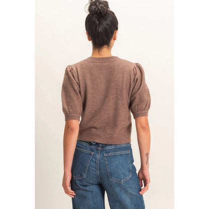 Button Short Sleeve Sweater