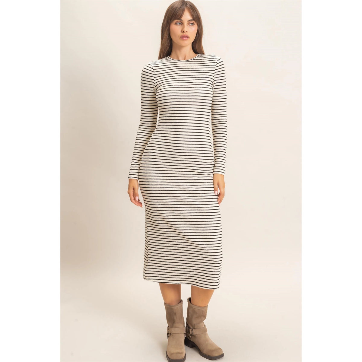 Cream Waffle Stripe Bodycon