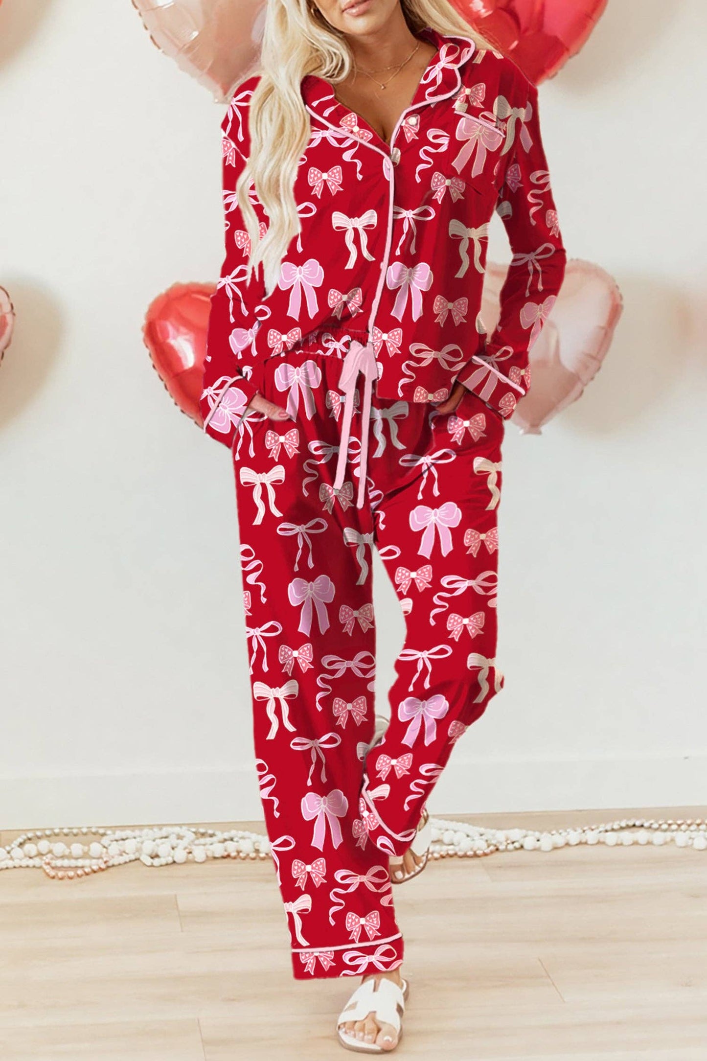 Red Sweet Bow Pajama Set
