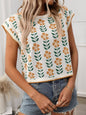 Retro Floral Knit Pullover Tee