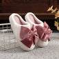 Velvet Bow Plush Slippers