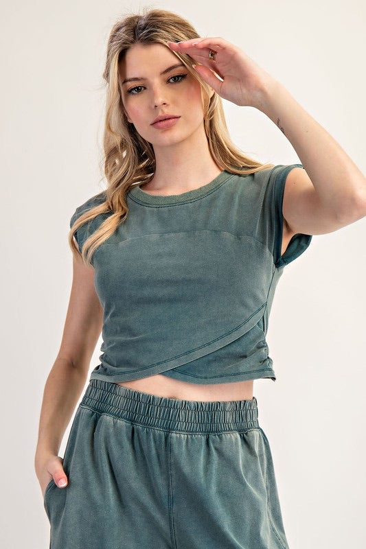 Teal Wrap Top