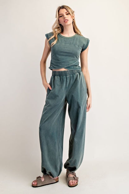 Teal Wrap Top