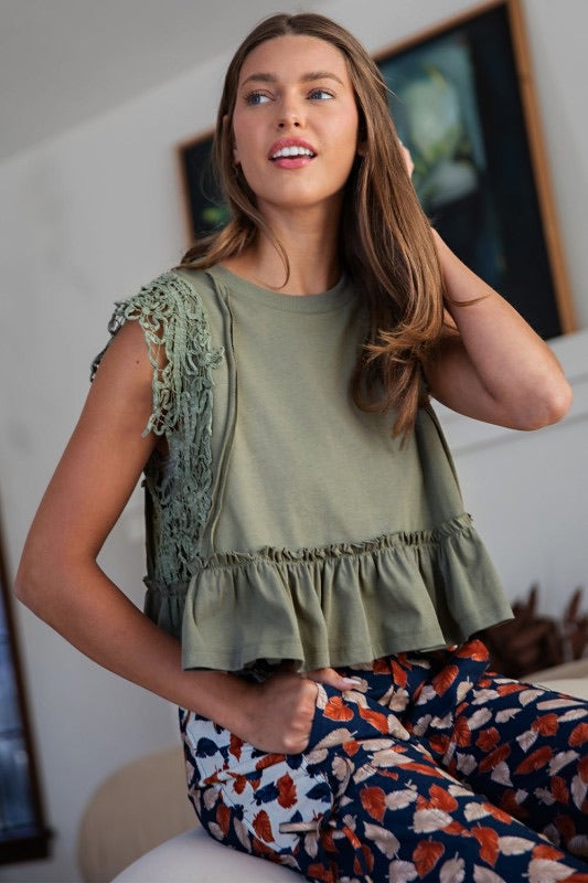 Dry Herb Side Lace Top