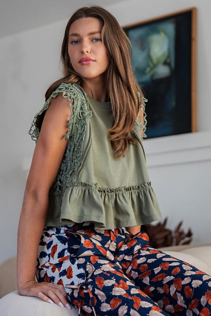 Dry Herb Side Lace Top