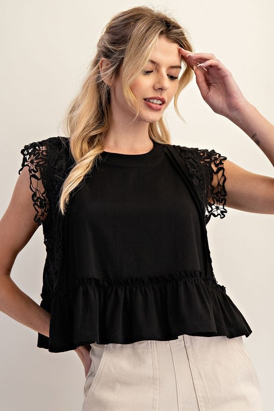 Black Side Lace Top
