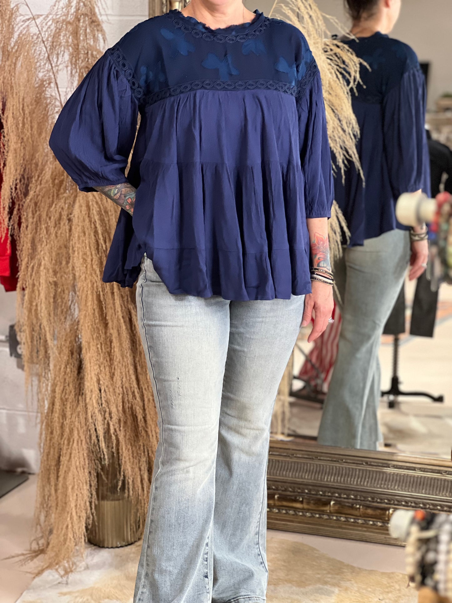 Navy Flow Blouse